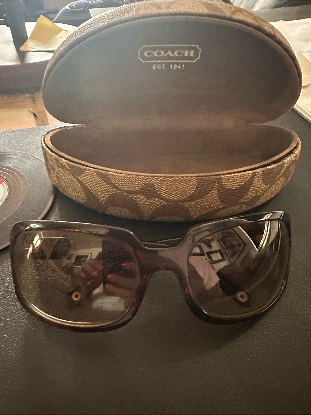 Coach Women's Brown Tortoiseshell Gradient Sunglasses with Branded Case